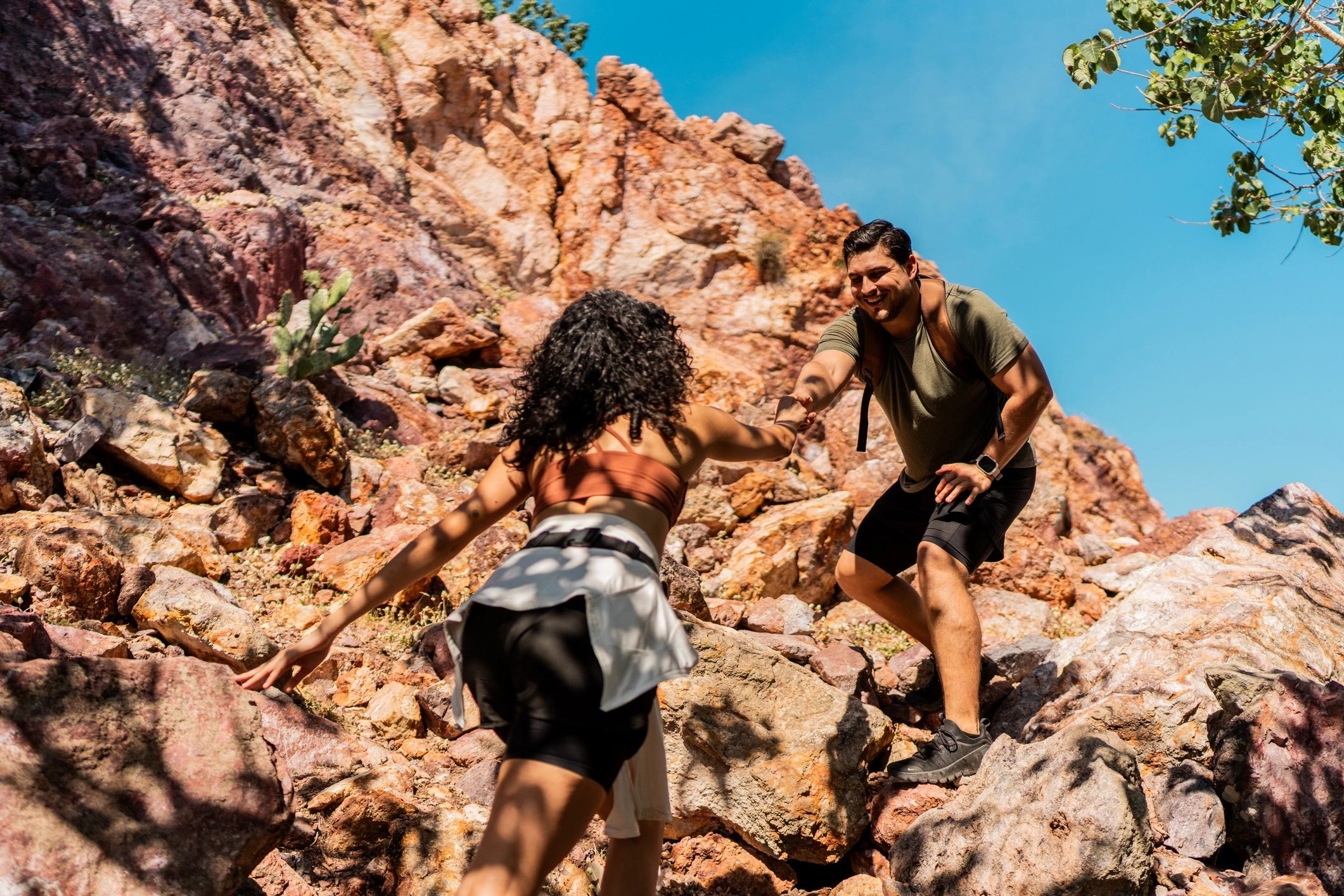 Adults hiking on a trail