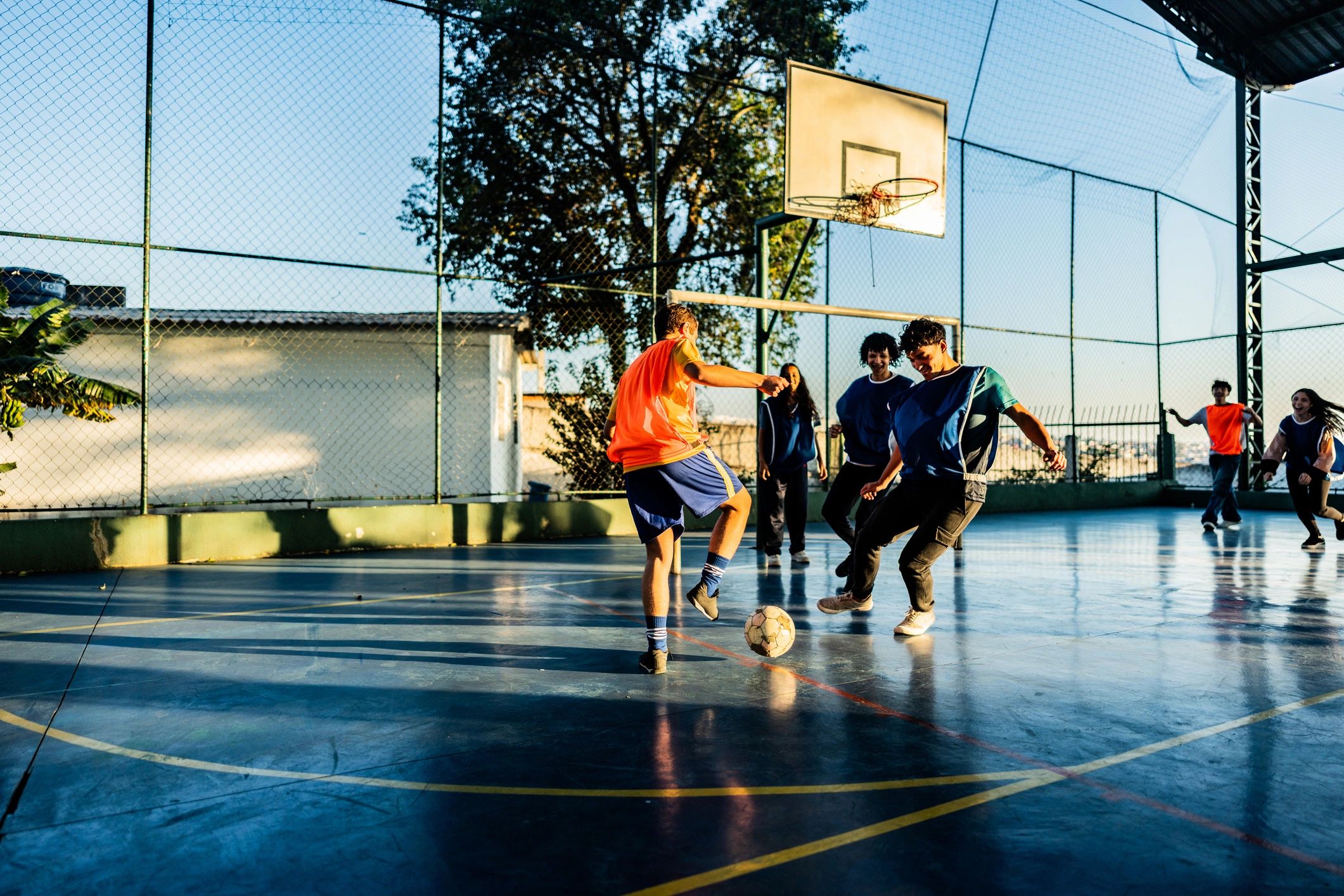 A sports club playing together